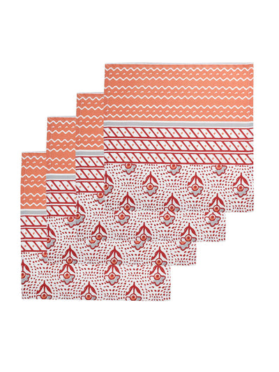 Sarovar Cotton Set Of 4 Napkin-Red