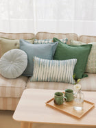 Cushion Cover - Ripple Blue Oblong Linen
