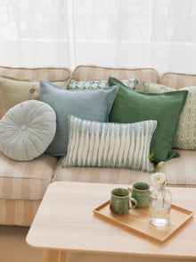 Cushion Cover - Ripple Blue Oblong Linen
