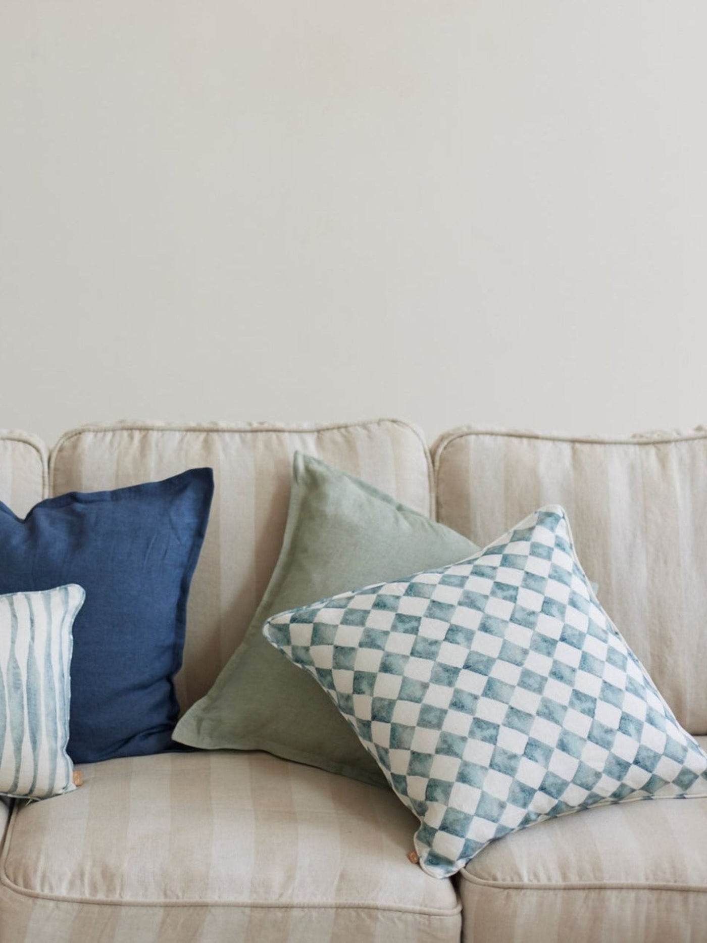 Cushion Cover - Ripple Blue Oblong Linen