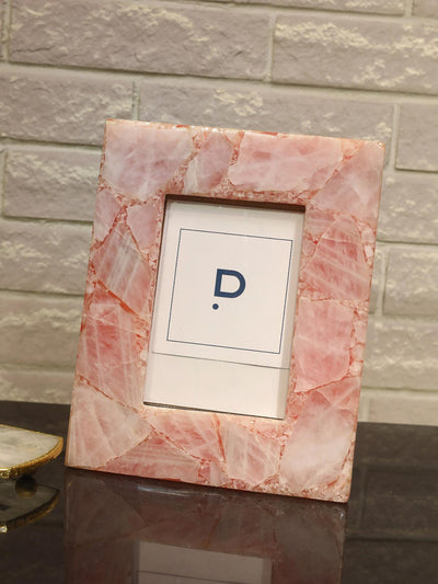 Semi Precious Photo Frame - Rose Quartz