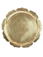 Brass Lotus Accent Table - Wooden Legs