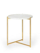 Marble top - Tri Metal Table - Brass Gold