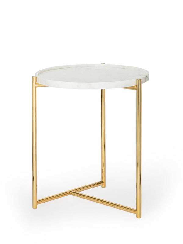Marble top - Tri Metal Table - Brass Gold