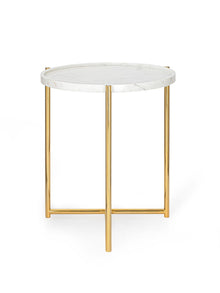 Marble top - Tri Metal Table - Brass Gold