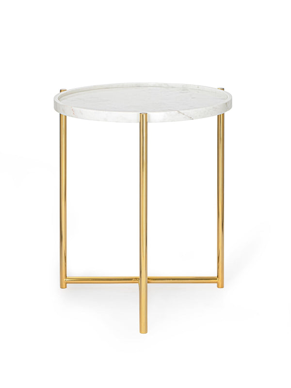 Marble top - Tri Metal Table - Brass Gold