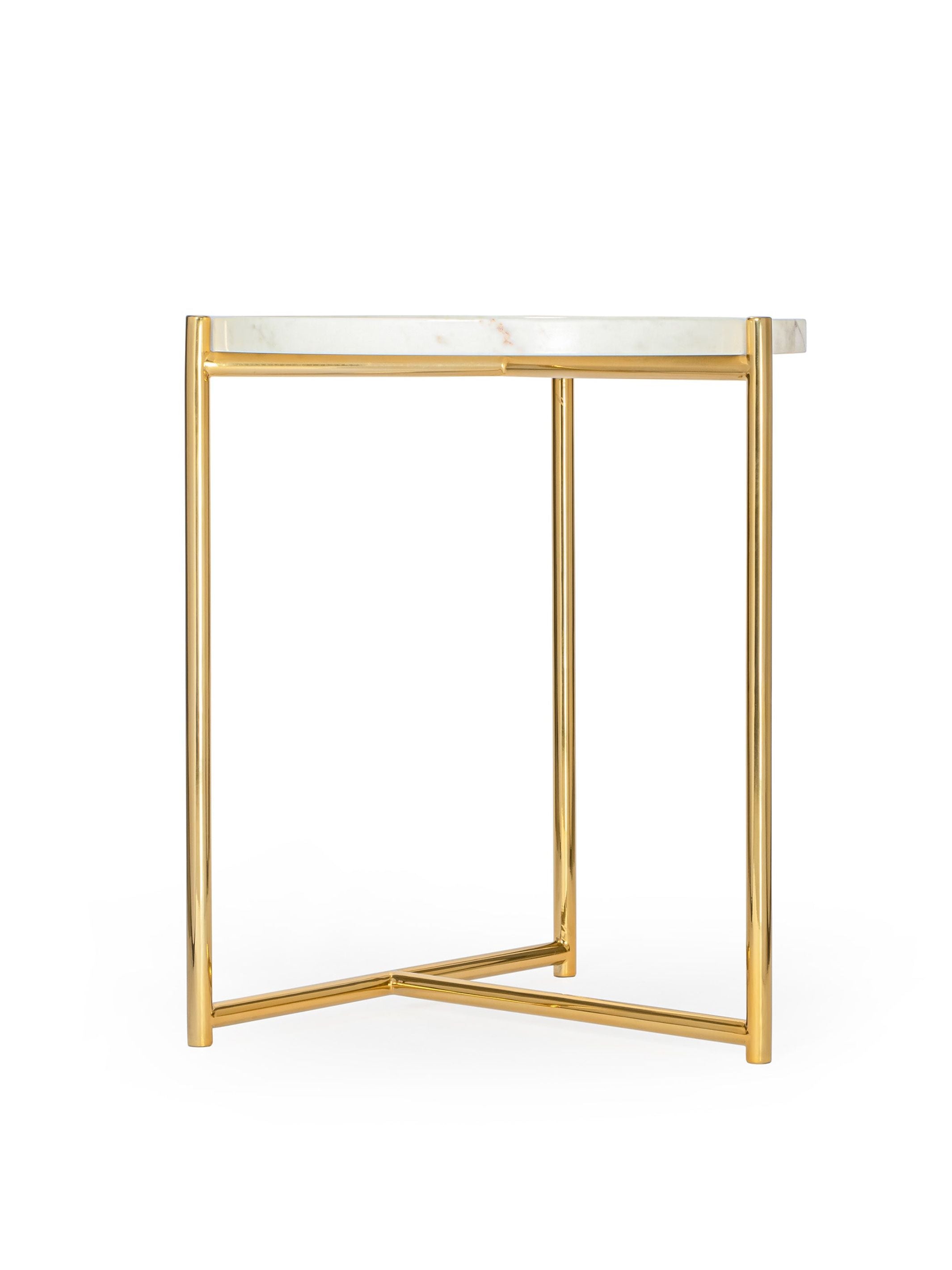 Marble top - Tri Metal Table - Brass Gold