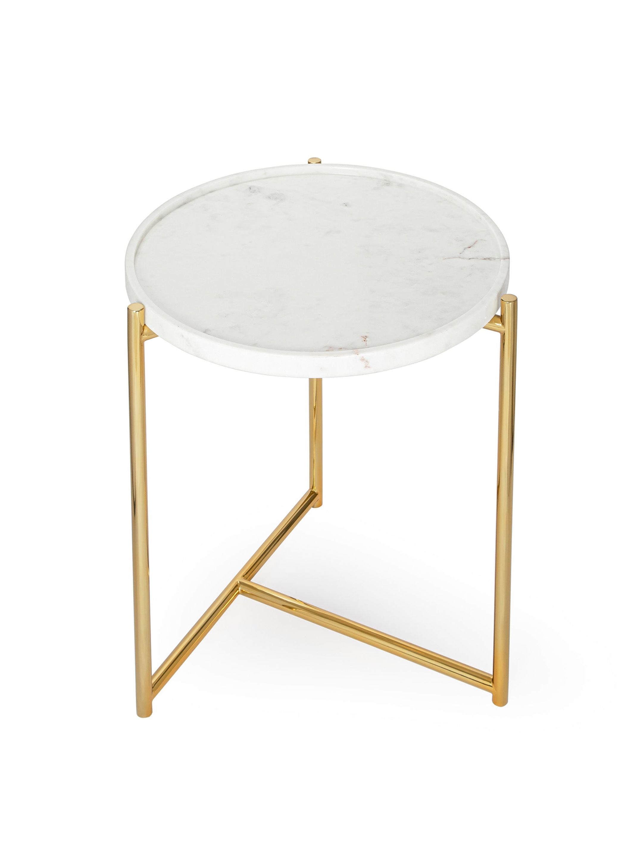 Marble top - Tri Metal Table - Brass Gold