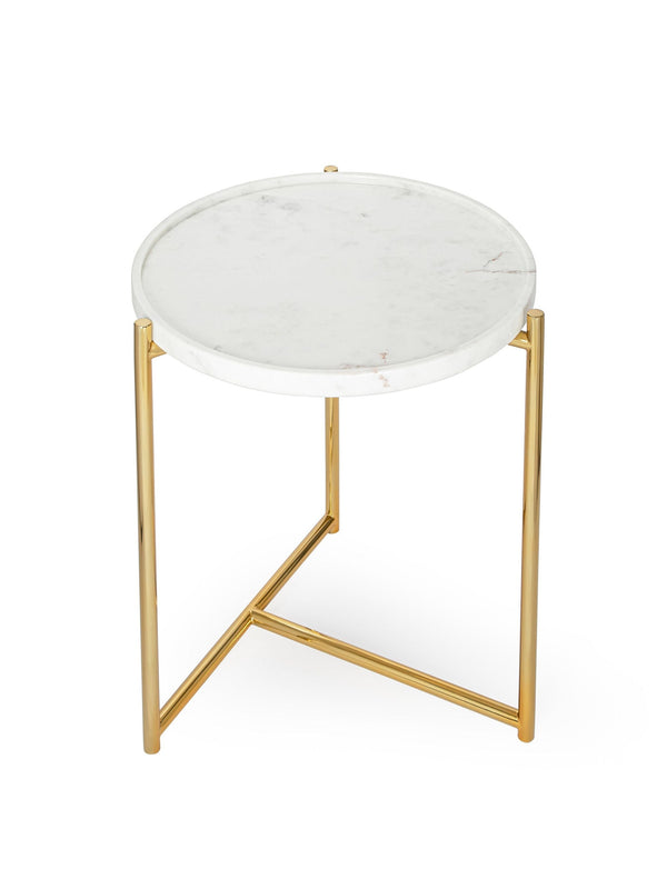 Marble top - Tri Metal Table - Brass Gold