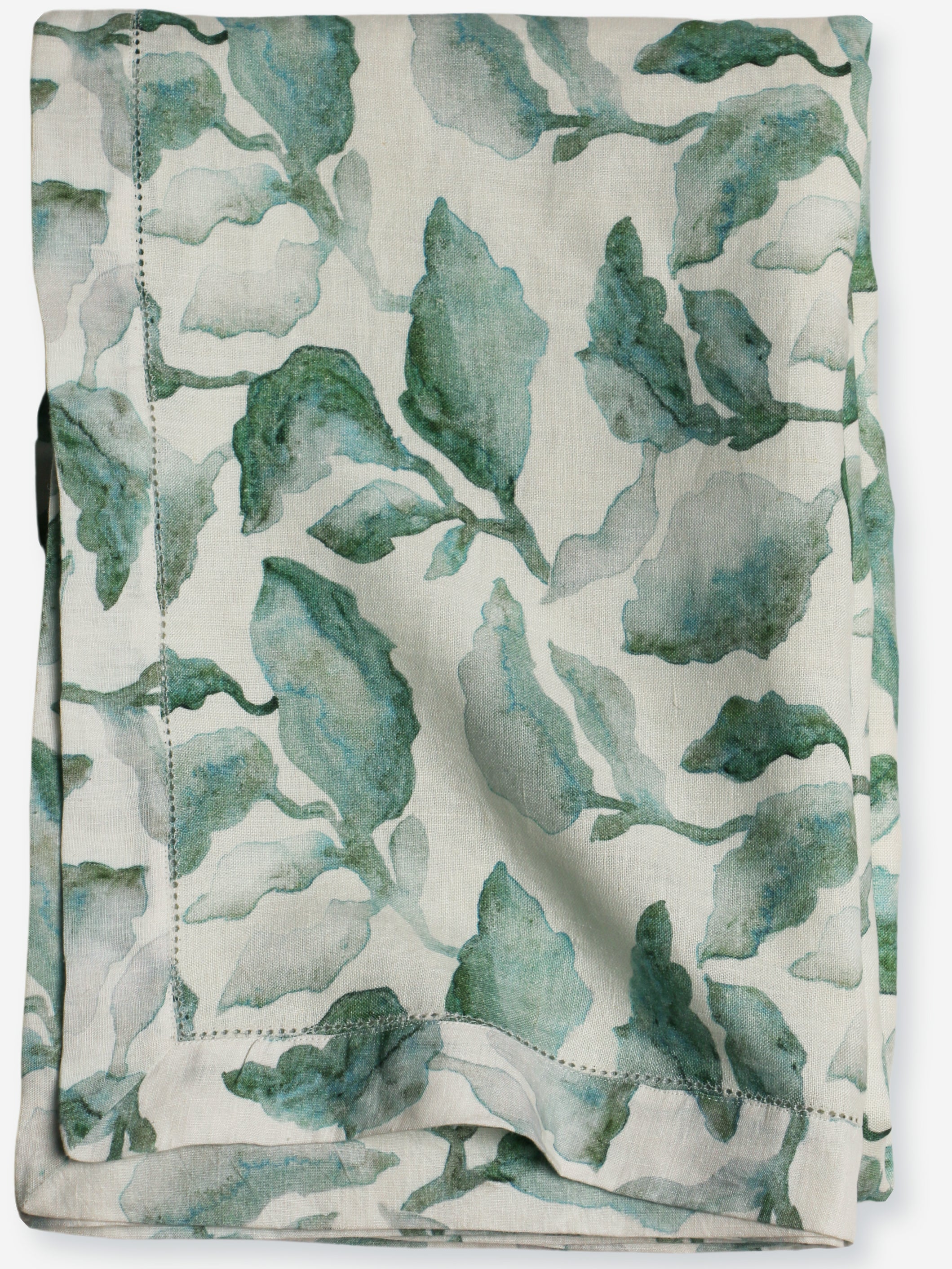 Cascade Teal Linen Table Cover