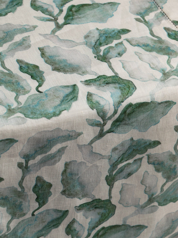 Cascade Teal Linen Table Cover