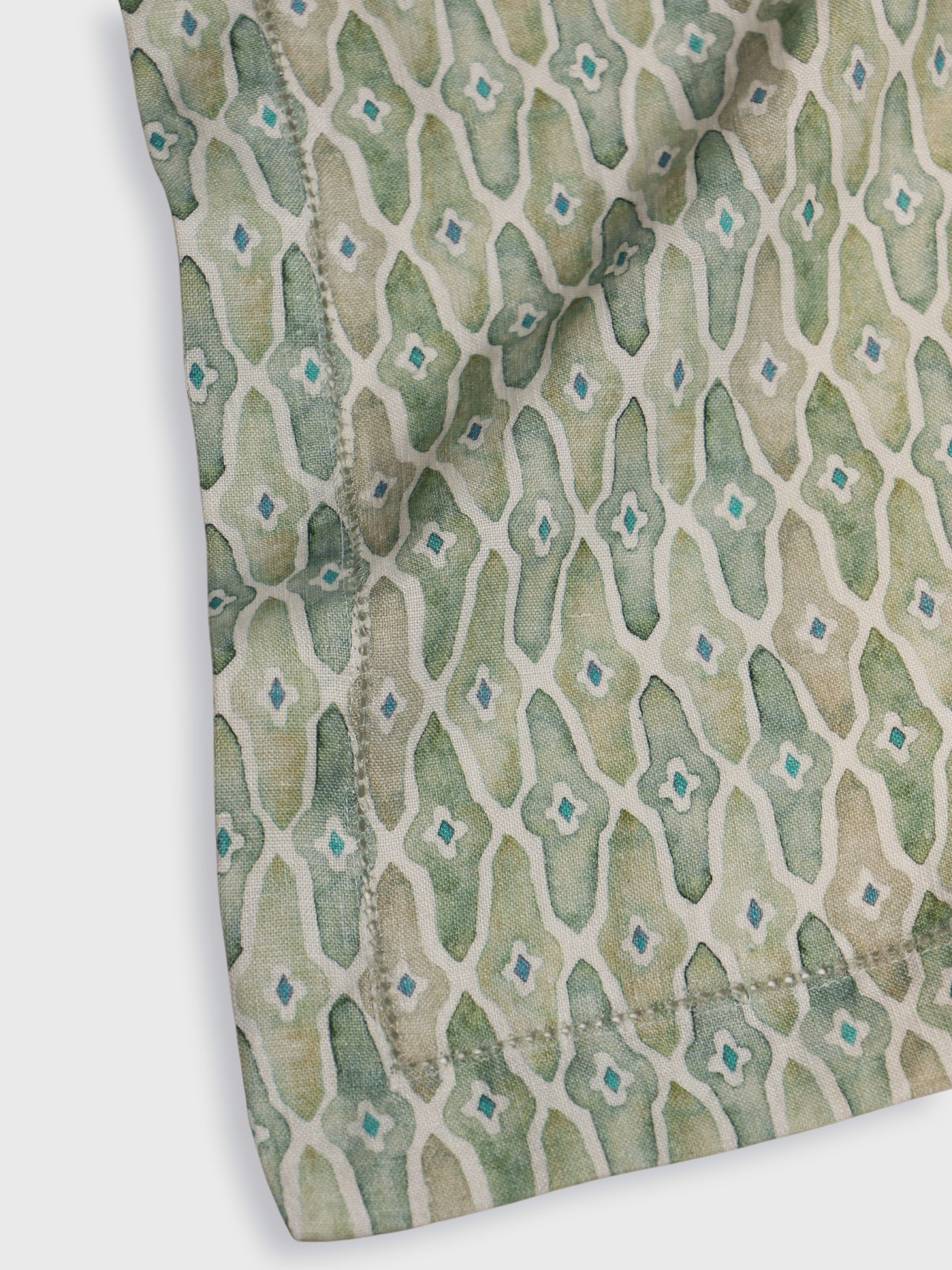 Mosaic Sage Linen Table Cover