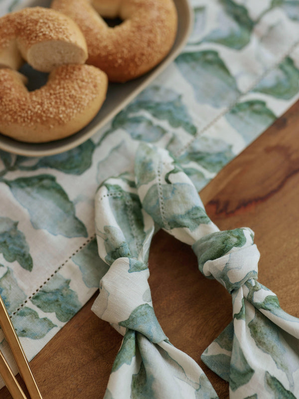 Cascade Teal Linen Table Runner