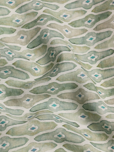Mosaic Sage Linen Table Runner