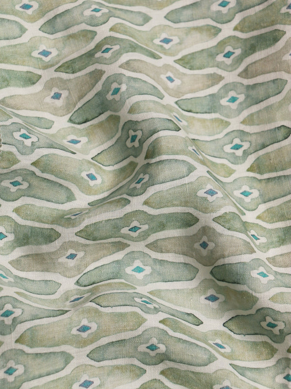 Mosaic Sage Linen Table Runner