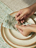 Mosaic Sage Linen Table Runner