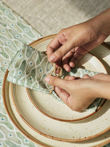 Mosaic Sage Linen Table Runner