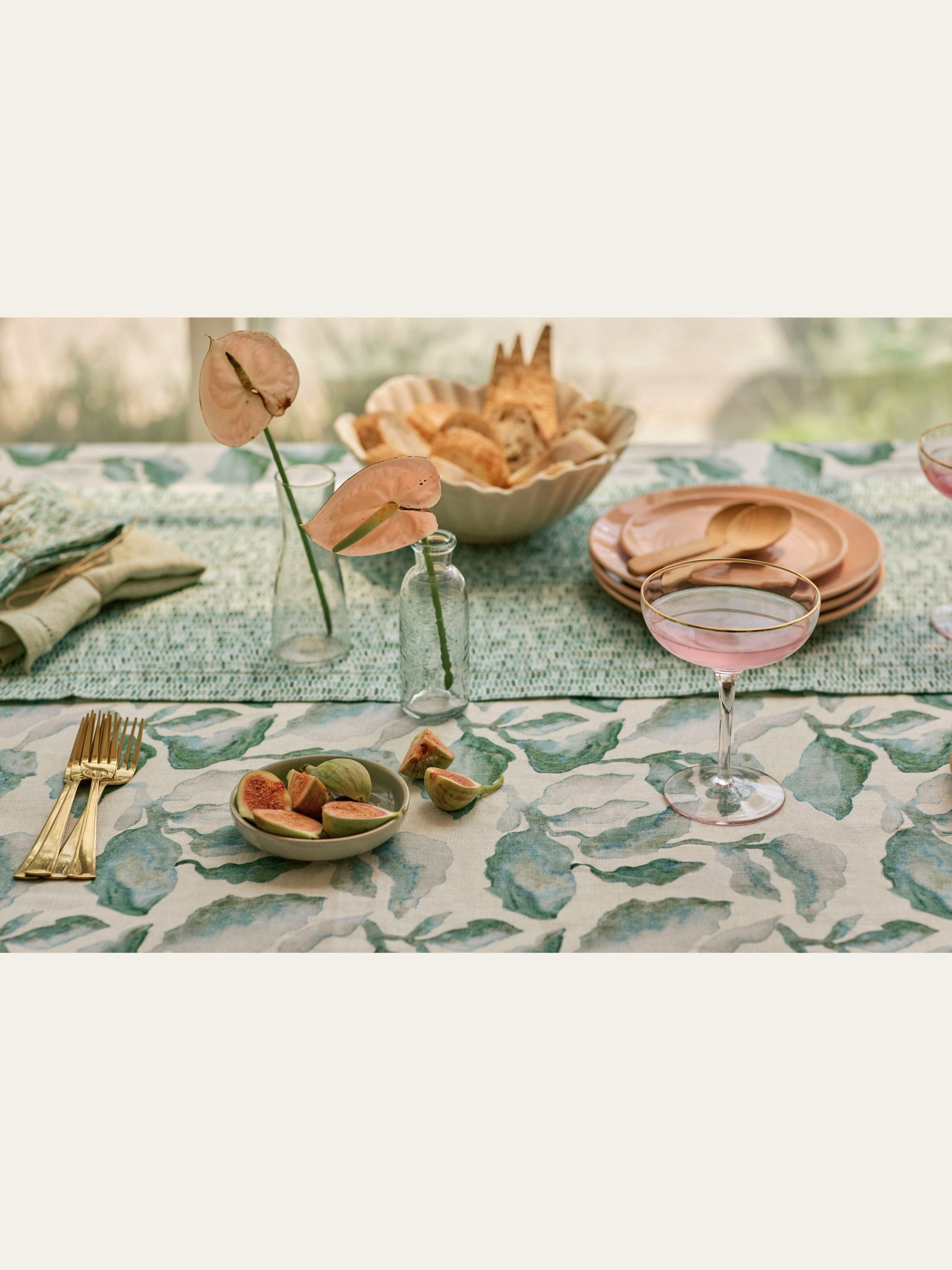 Speckle Teal Linen Table Runner