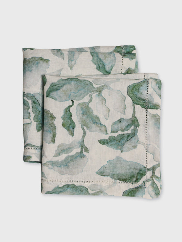 Cascade Teal Linen Table Napkins Set of 2
