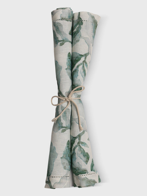Cascade Teal Linen Table Napkins Set of 2