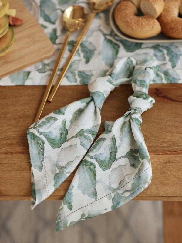 Cascade Teal Linen Table Napkins Set of 2