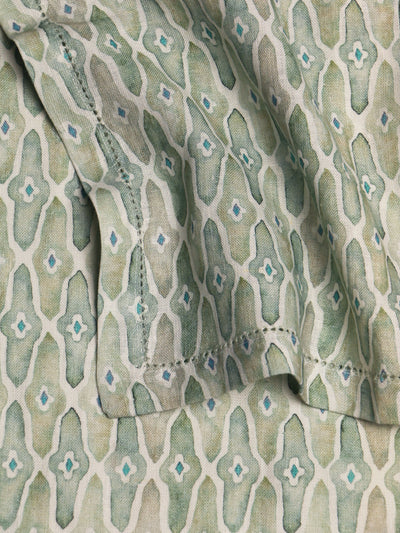 Mosaic Sage Linen Table Napkins Set of 2