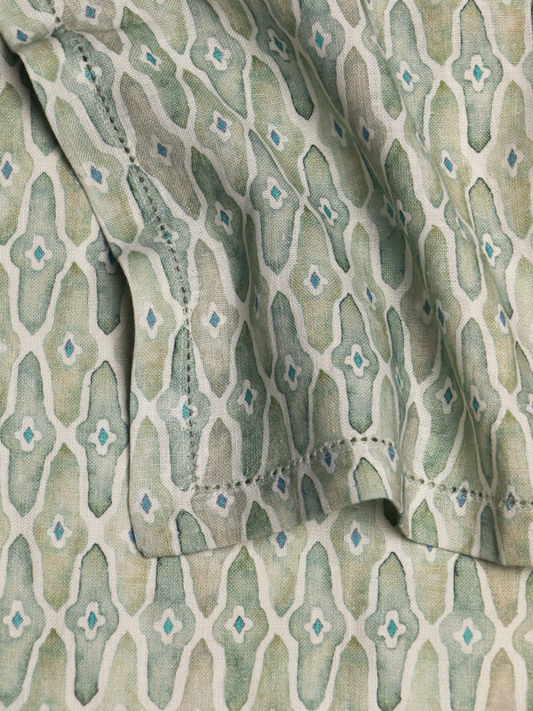 Mosaic Sage Linen Table Napkins Set of 2