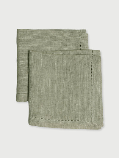 Herringbone Linen Table Napkins Set of 2