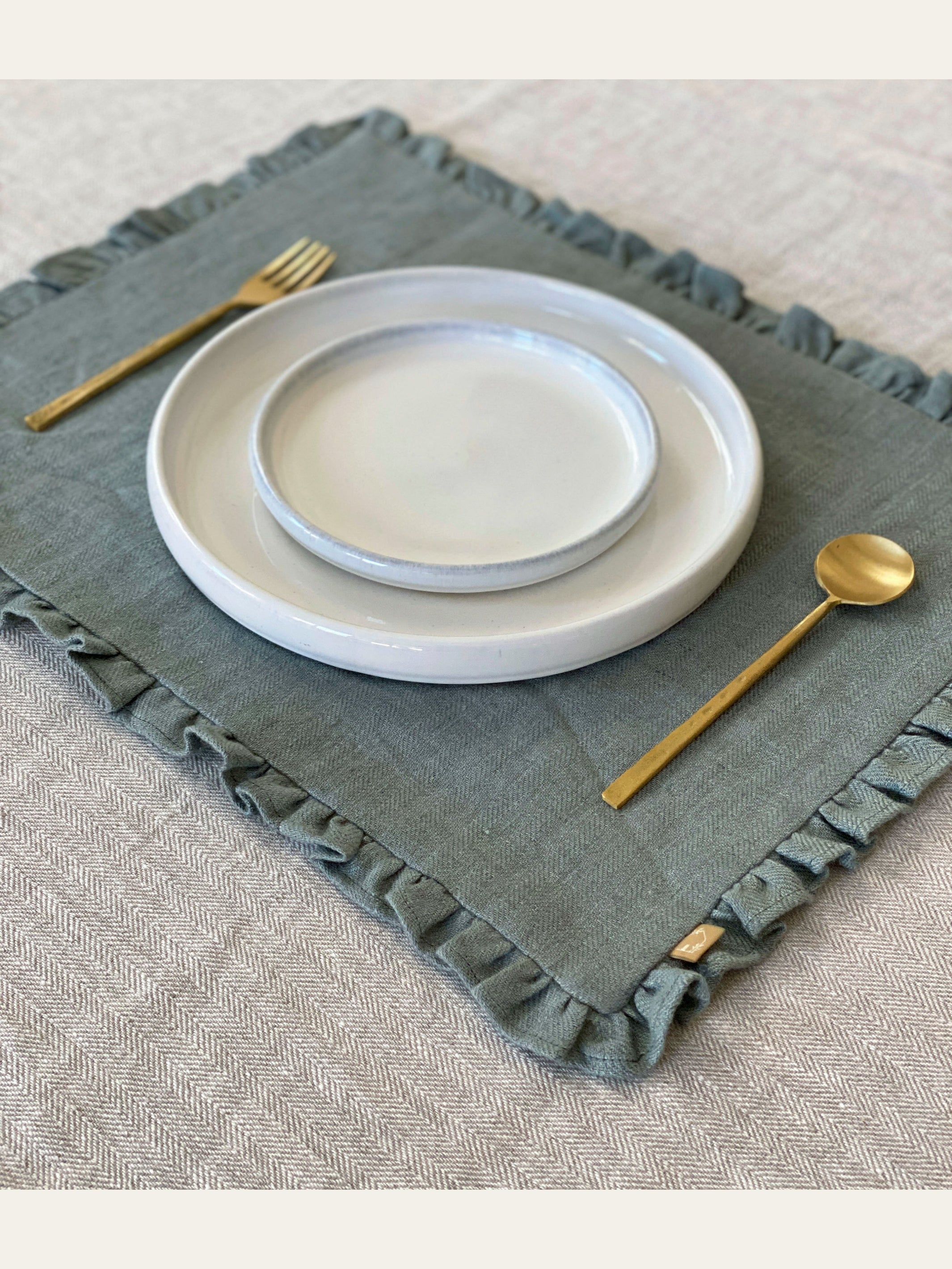 Herringbone Ruffle Table Mat Set of 2