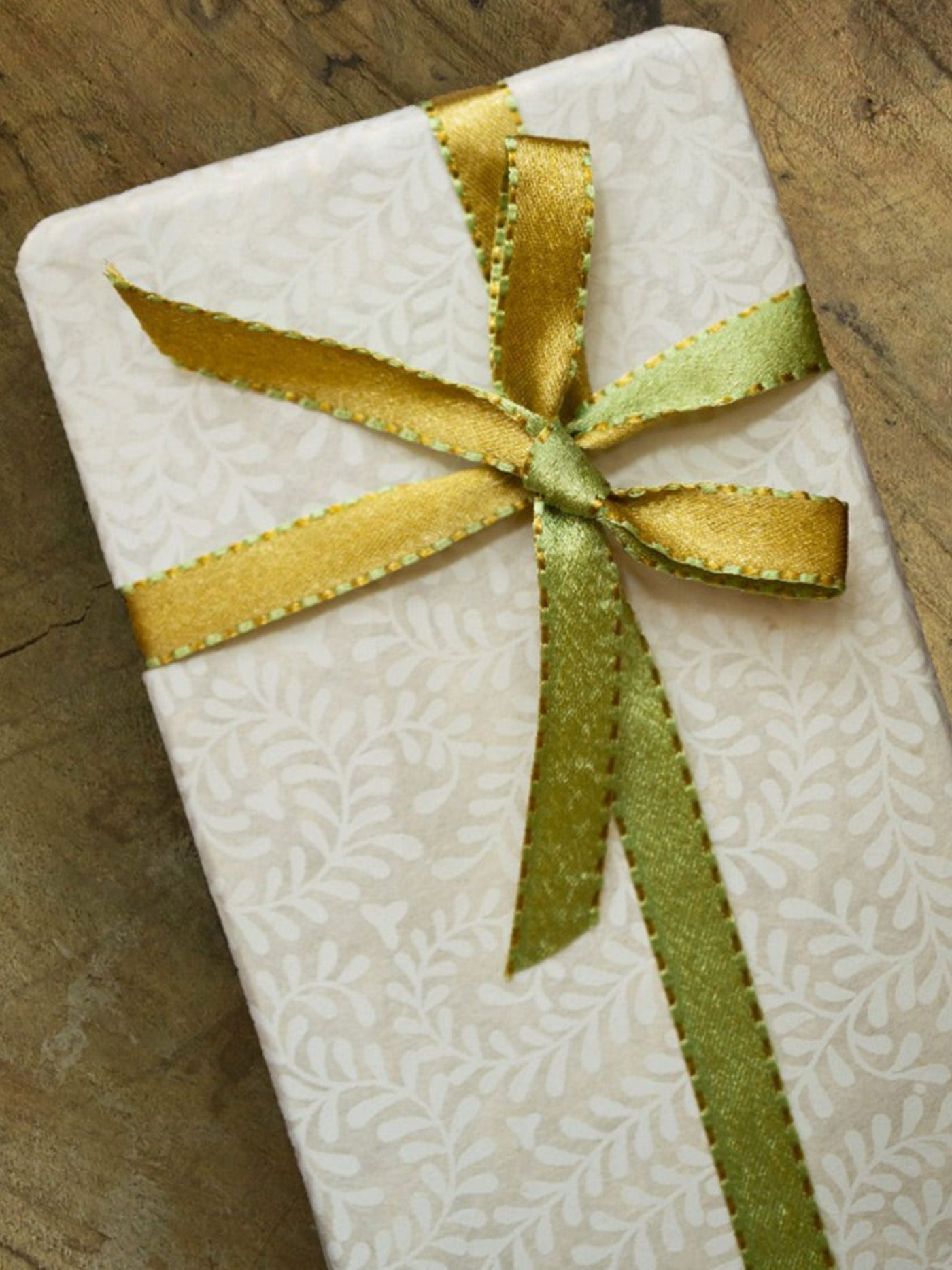 Reversible Gold With Light Green Ribbon
