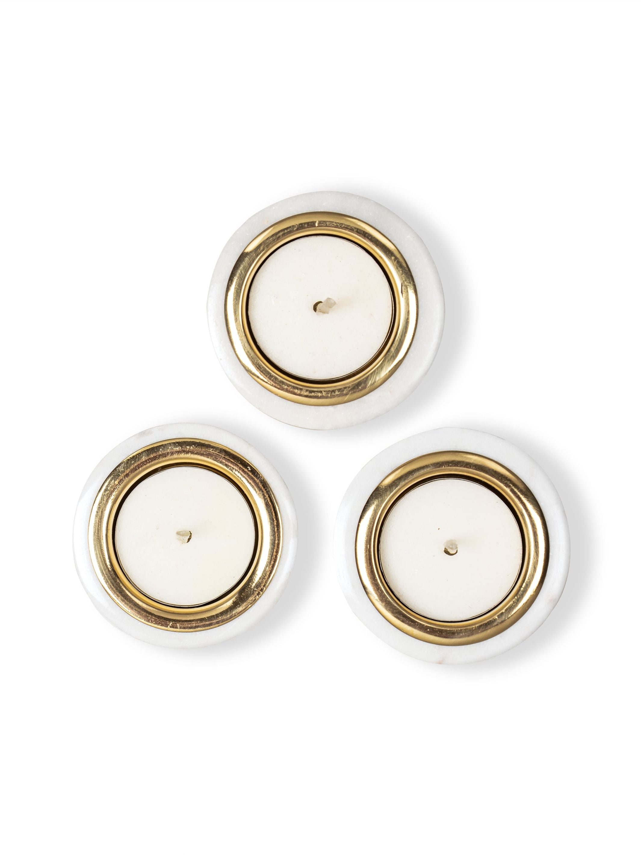 Tea Light Candle Holder - Tealight Pillars - Marble & Brass