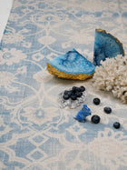 Aqua Block Print Cotton Rug
