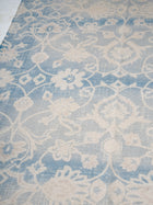 Aqua Block Print Cotton Rug