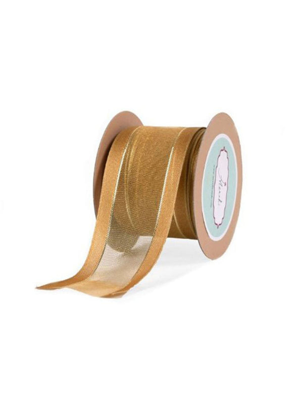 Gold Sheer With Woven Satin Edges Ribbon