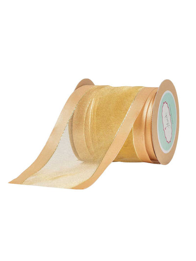 Gold Sheer With Woven Satin Edges Ribbon