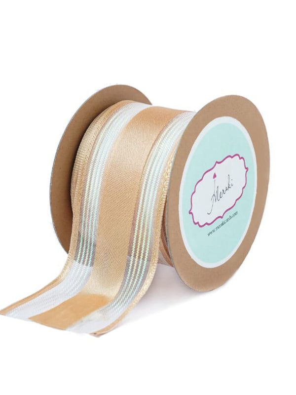 White Sheer With Gold Centre Ribbon
