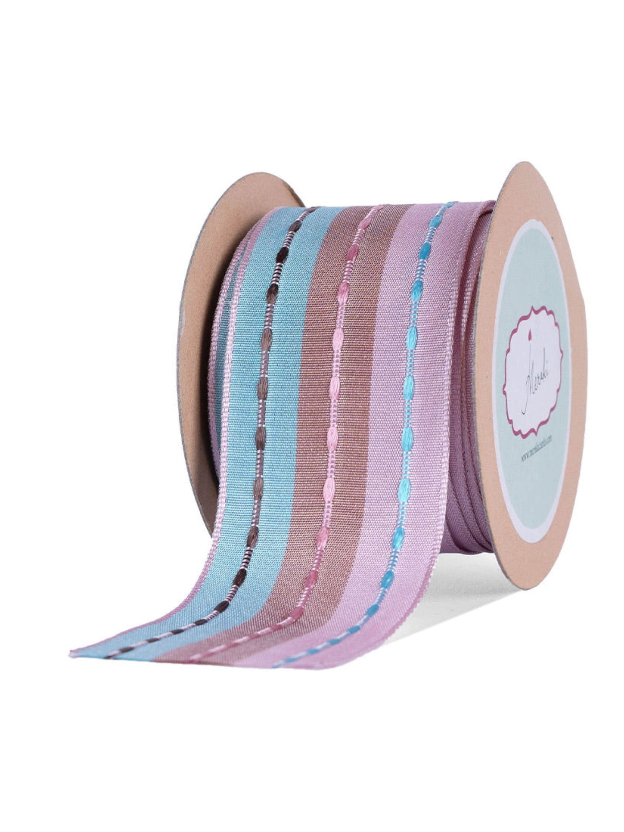 Dust Blue, Brown And Dusty Pink Ribbon