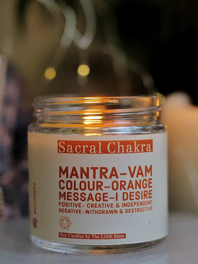 Sacral Chakra Scented Candle with Crystal Tumble -Soy Wax 100 g