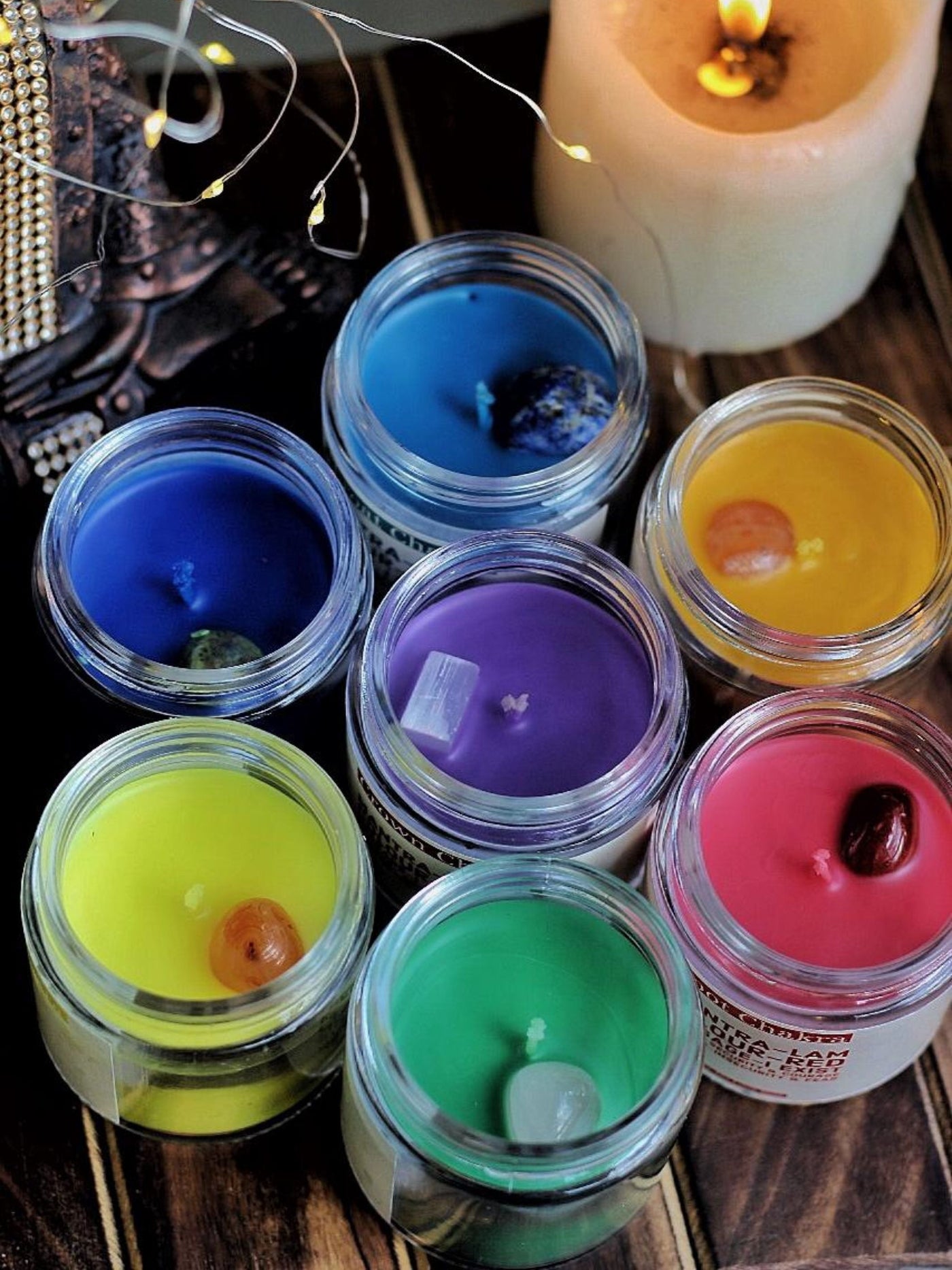 Seven Chakra Scented Candle with Crystal Sets