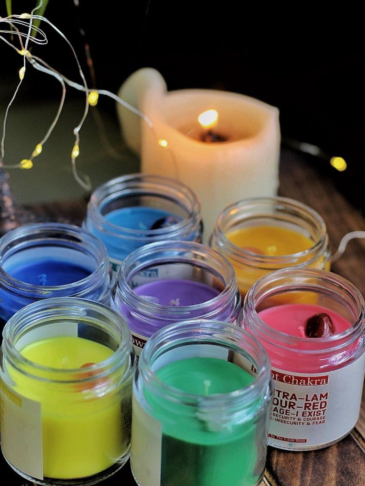 Seven Chakra Scented Candle with Crystal Sets