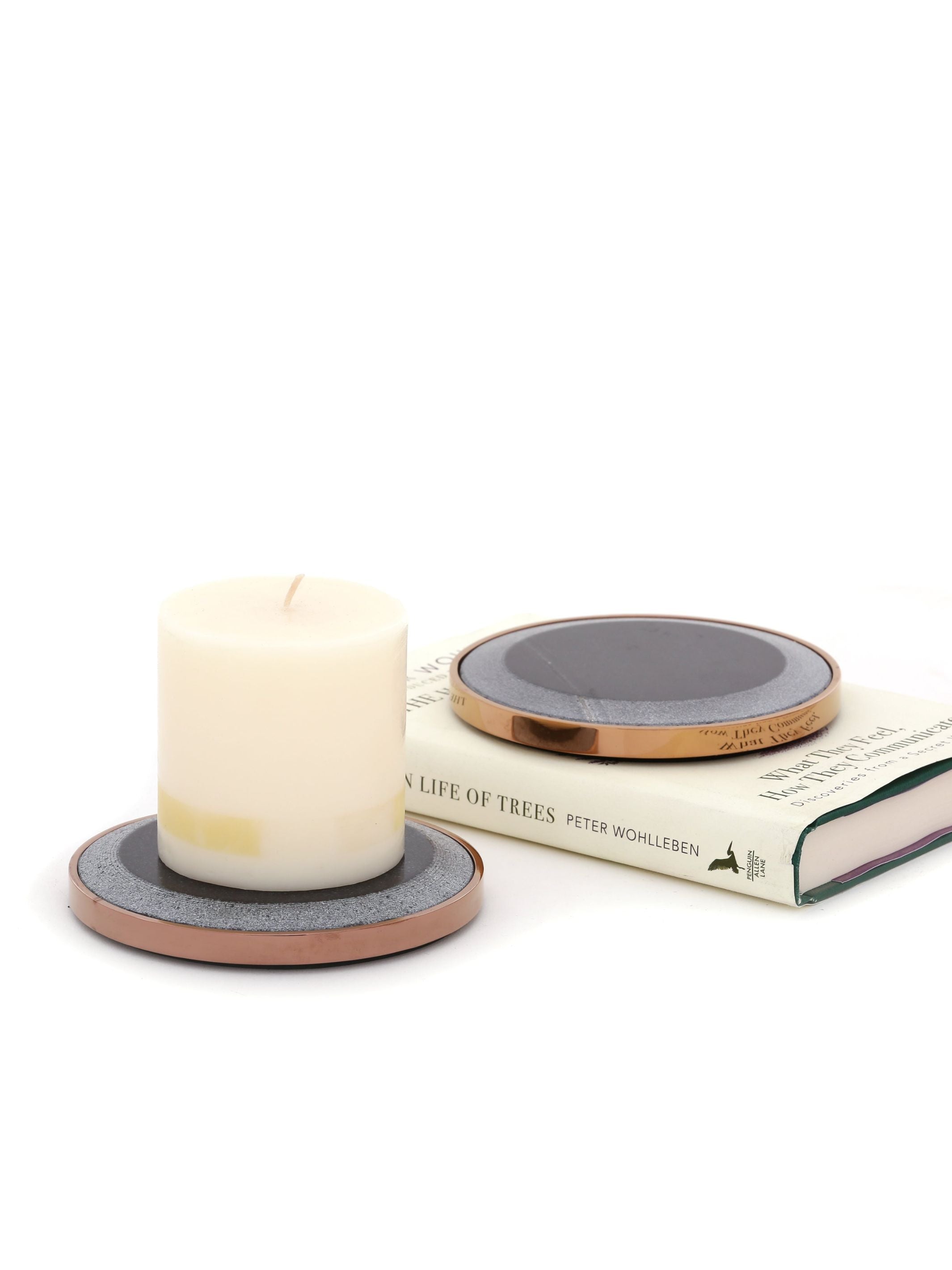 Marble Yin Pillar Candle Plates