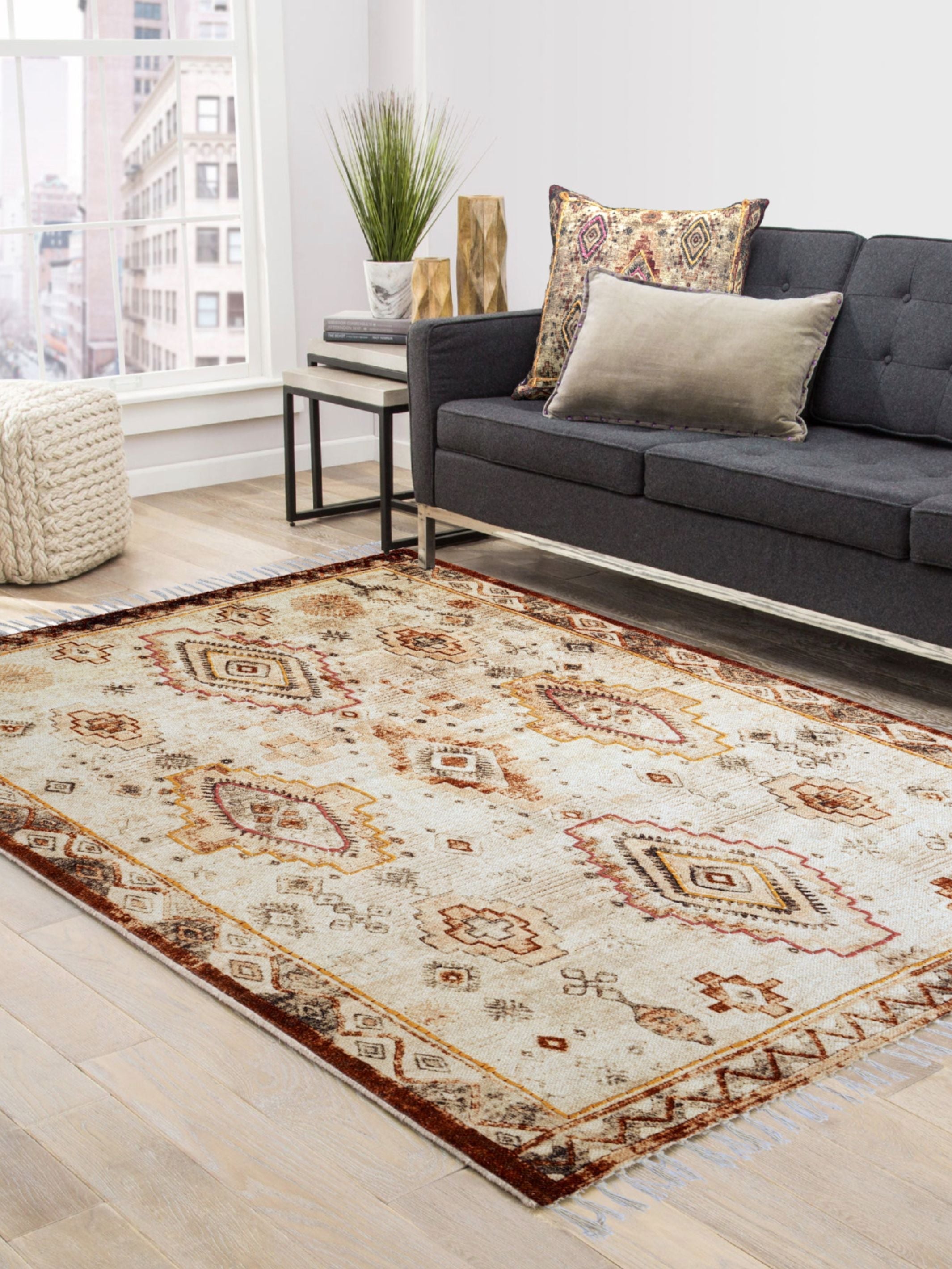 Adamas Embroidered Cotton Rug