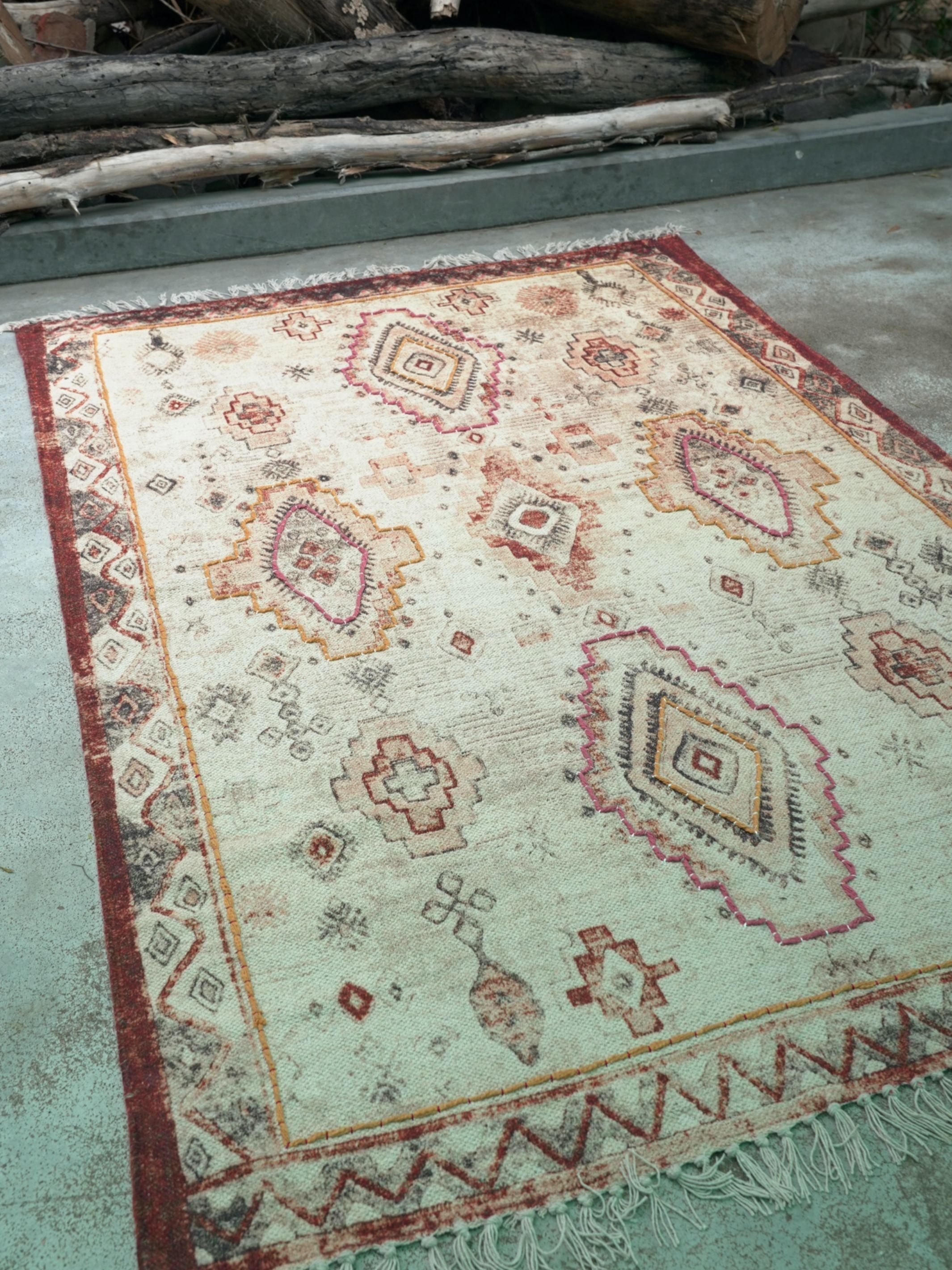 Adamas Embroidered Cotton Rug