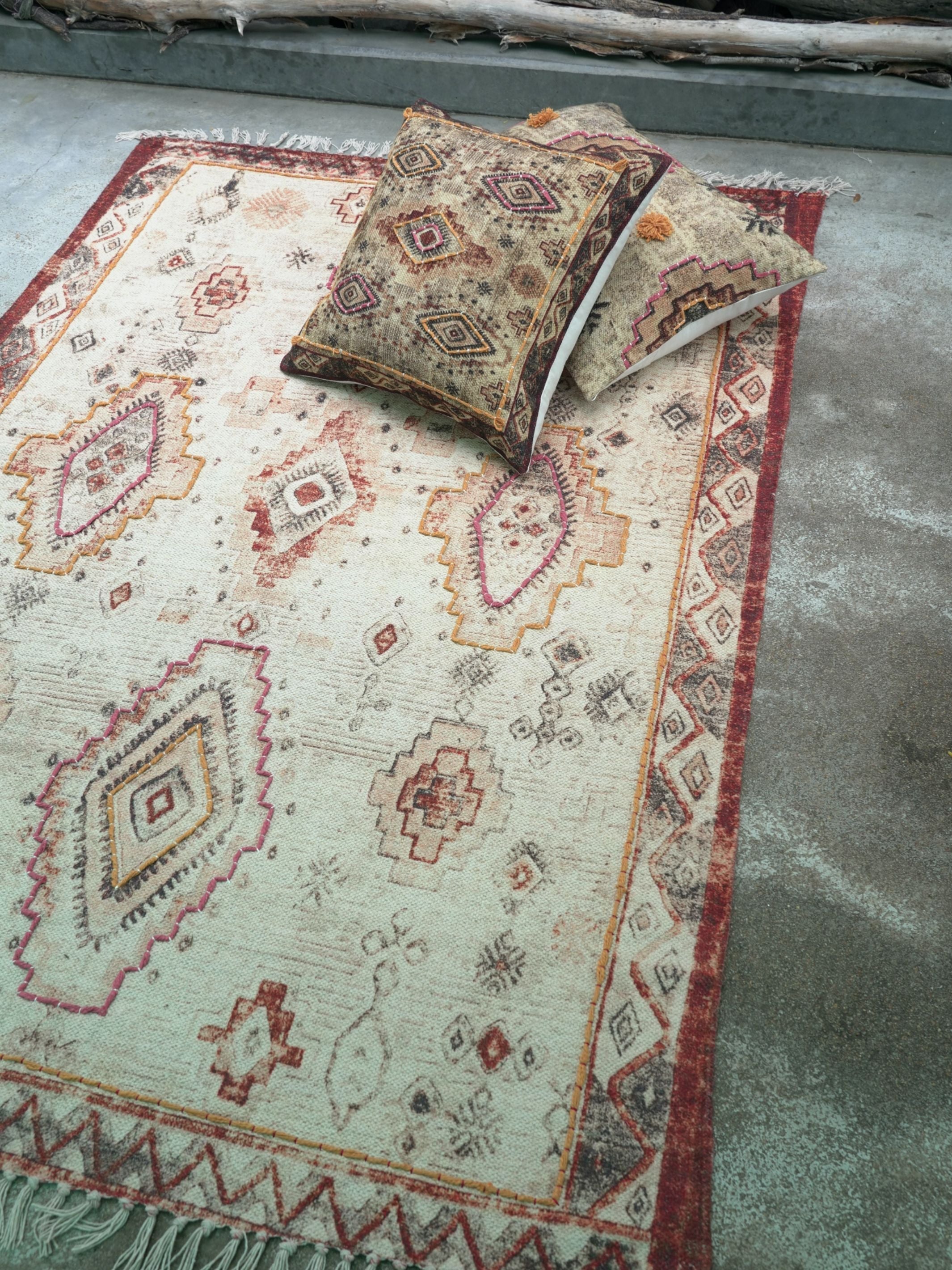 Adamas Embroidered Cotton Rug