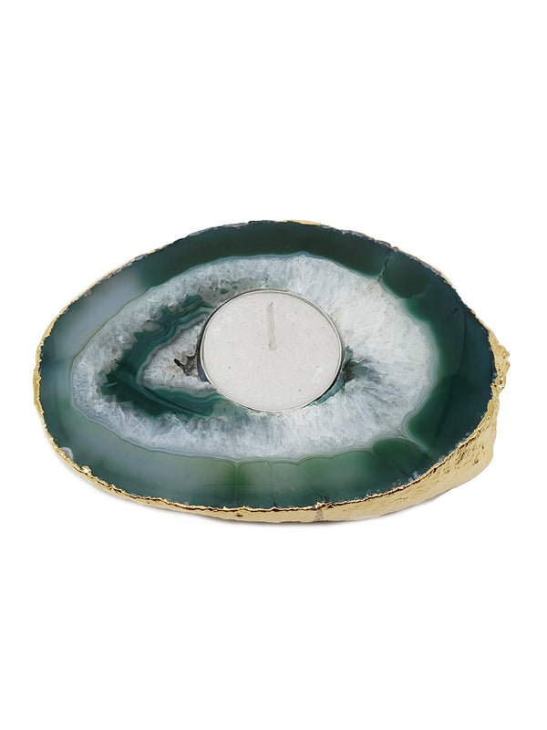Agate Candle Holder Green