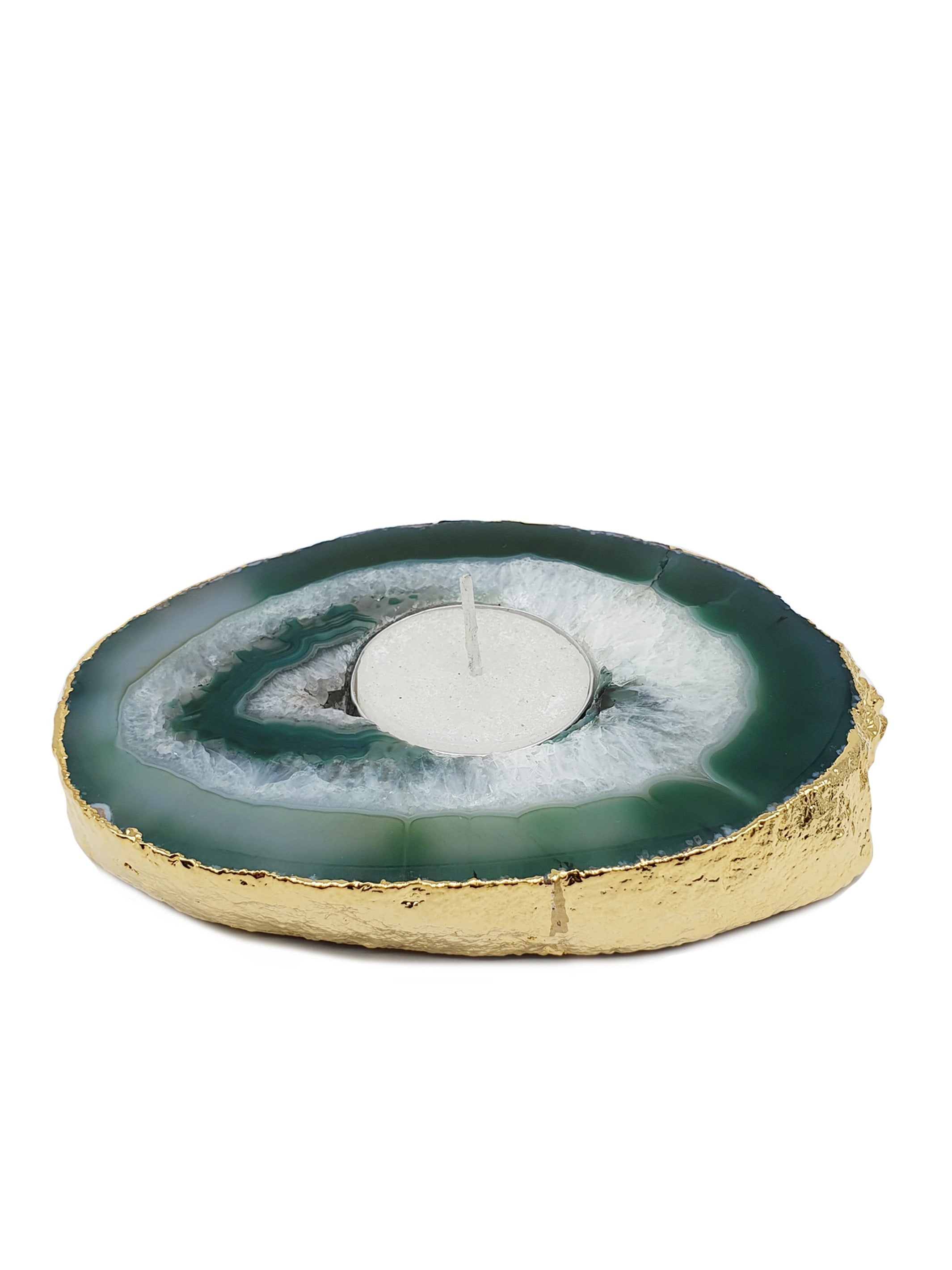 Agate Candle Holder Green