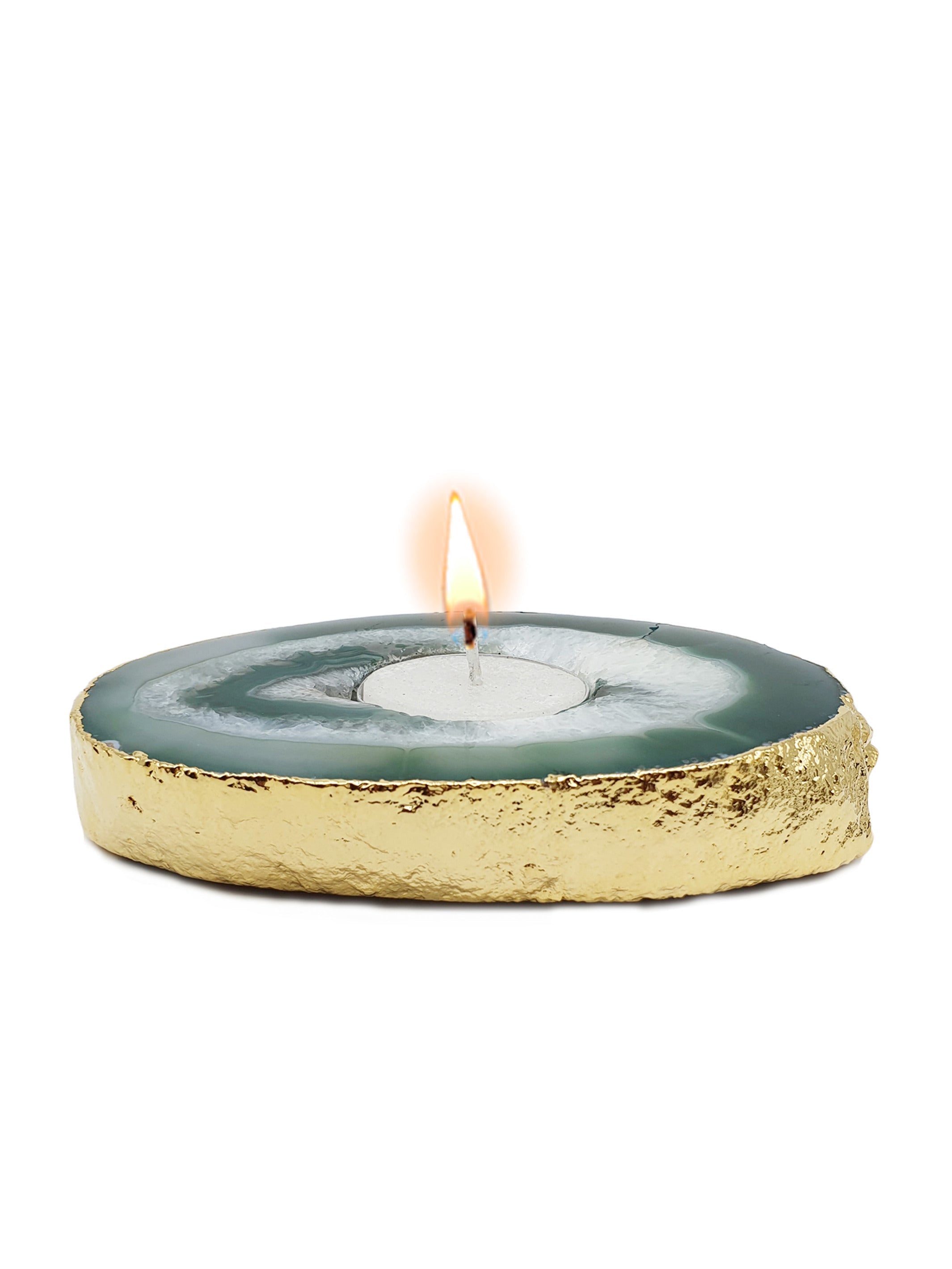 Agate Candle Holder Green