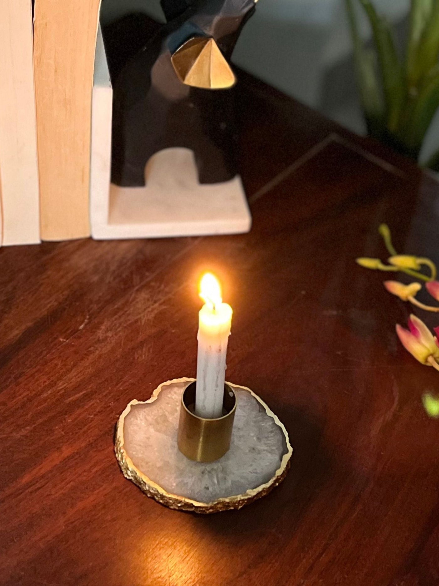 Taper Candle Holder - Agate Natural