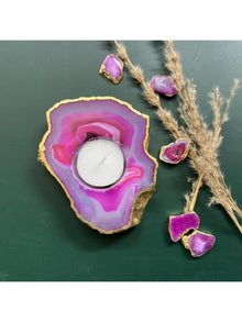 Agate Candle Holder Pink