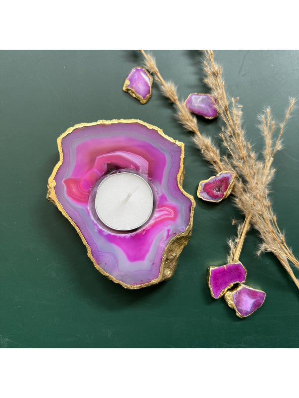 Agate Candle Holder Pink